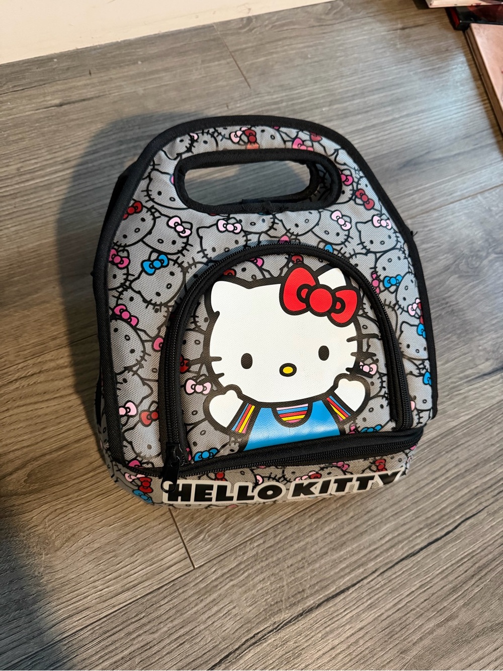 Hello Kitty Gray Lunch Tote with Pink & Blue Accents